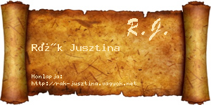 Rák Jusztina névjegykártya